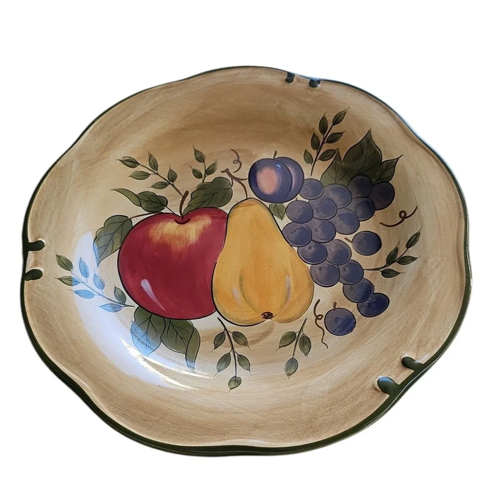Home Trends Granada Dinner Plates Set of 6 Fruit Design Scalloped Edge Reti 2006